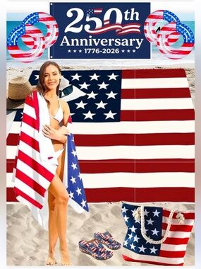 💥CELEBRATE💥 Shoulder Beach Bag  • 4 🇺🇸 Towels • 1 🇺🇸 Blanket  • 4 🇺🇸 Float Rings